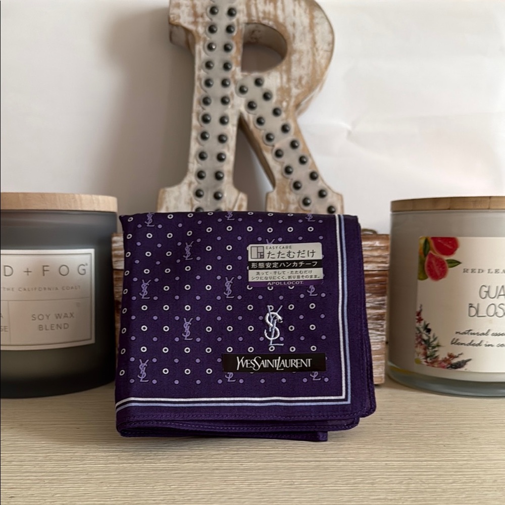 ***NEW Yves Saint Laurent Purple Polka Dot Scarf***